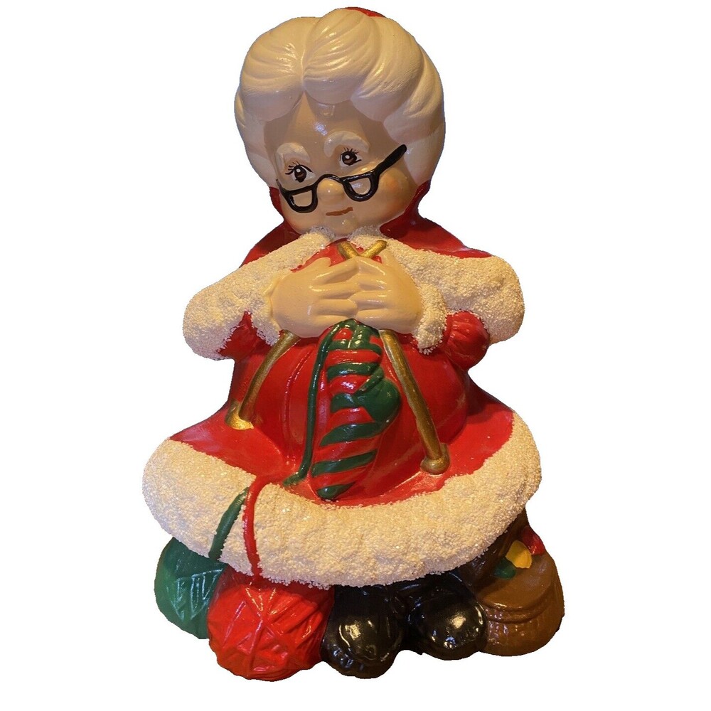 Vintage Atlantic Mold Ceramic Mrs. Santa Claus Christmas Figure Kitsch Mica 12"